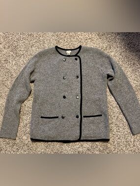J. Crew Factory Gray Lambswool Cardigan Jacket Size Large